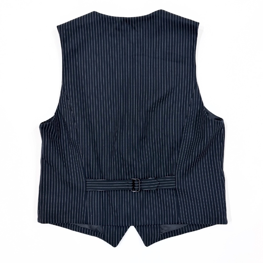rag & bone Navy Pinstripe Wool Blend Vest - Picture 2 of 8